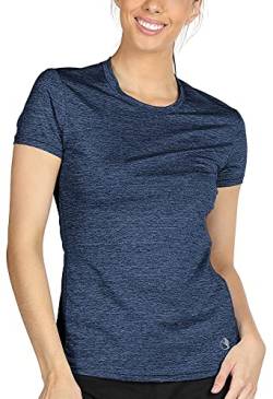 icyzone Sport T-Shirt Damen Kurzarm Laufshirt - Atmungsaktive Fitness Gym Shirt Schnell Trockened Funktionsshirt (XL, Royalblau) von icyzone