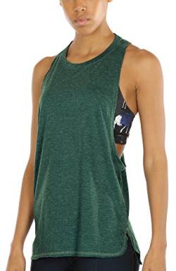 icyzone Sport Tank Top Damen Locker - Yoga Fitness Shirt atmungsaktive Sport Tops (L, Army) von icyzone