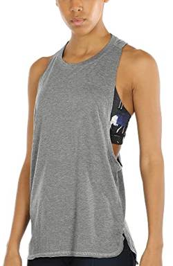 icyzone Sport Tank Top Damen Locker - Yoga Fitness Shirt atmungsaktive Sport Tops (L, Grey) von icyzone