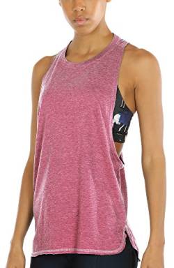 icyzone Sport Tank Top Damen Locker - Yoga Fitness Shirt atmungsaktive Sport Tops (L, Pink) von icyzone