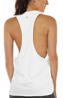 icyzone Sport Tank Top Damen Locker - Yoga Fitness Shirt atmungsaktive Sport Tops (XL, White) von icyzone