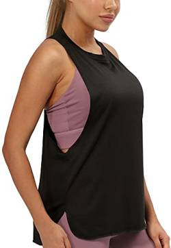 icyzone Sport Tank Top Damen Locker - Yoga Fitness Shirt atmungsaktive Sport Tops (XS, Black) von icyzone