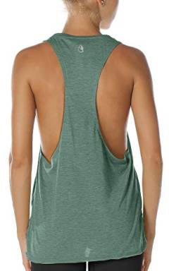 icyzone Sport Tank Top Damen Locker - Yoga Fitness Shirt atmungsaktive Sport Tops (XS, Green) von icyzone