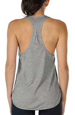 icyzone Yoga Sport Tank Top Damen Racerback Lauftop Fitness Running Shirt Oberteile (L, Grey) von icyzone