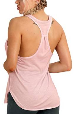 icyzone Yoga Sport Tank Top Damen Racerback Lauftop Fitness Running Shirt Oberteile (XL, Pale Blush) von icyzone