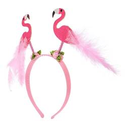 Cosplay-Stirnbänder Hawaii Flamingo Stirnband Flamingo Kopf Boppers Kopfschmuck Tiara Flamingo Haarband Für Karneval Tropische Party Haar Zubehör Flamingo-Partydekorationen von ifundom