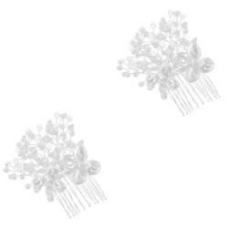 ifundom 2st Silberner Haarkamm Brauthaar-seitenkamm Braut Haar Seitenkamm Brautaccessoires Perlenhaarschmuck Für Frauen Braut Haarkamm Brautjungfer Kristall Metalle Hochzeit von ifundom