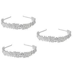 ifundom 3 Stk Hochzeit Brautkrone Haarbänder Für Damenhaar Hochzeit Braut Haarschmuck Hochzeitskopfschmuck Für Die Braut Damen Stirnbänder Fräulein Legierung Strass Kristall Perlenblume von ifundom