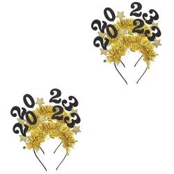 ifundom 4 Stück 2023 Neujahrsstirnband Haarschmuck Für Die Neujahrsparty Lametta Neujahr Stirnbänder Neues Jahr Haarband 2023 Headbopper 2023 Fotorequisite Golddekor Grüßer Geschenk Pop von ifundom