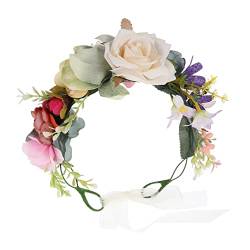 ifundom Blumengirlande mottoparty hawaii girls Blumenkopfschmuck Brautblumen haarschmuck rosa Stirnband Haarkranz Kopfband mit Blumenkrone Hochzeitskleid Haarring Kopfbedeckung von ifundom