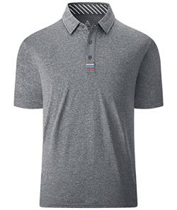 igeekwell Herren Polos Casual Poloshirt Herren Golf Business Polo Tshirt Einfarbig Kurzarm Atmungsaktive Sommer XL Hellgrau von igeekwell