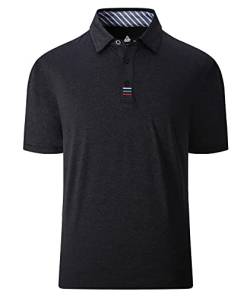 igeekwell Herren Polos Casual Poloshirt Herren Golf Business Polo Tshirt Einfarbig Kurzarm Atmungsaktive Sommer XL Schwarz von igeekwell