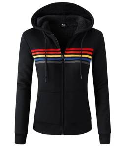 igeekwell Hoodie Damen mit Kapuze Sweatjack Winterjacken Warm Fleecejacke mit Zipper Herbst Strickjacke Hooded Pullover(Schwarz-XL) von igeekwell