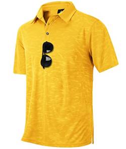 igeekwell Poloshirt Herren Goldgelb Kurzarm Golf Shirts Sommer Polohemd Arbeit Tshirt Männer Leicht Golf Top mit Knopfleiste XL von igeekwell