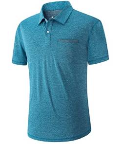 igeekwell Poloshirt Herren Kurzarm Hemd Sommer Polohemd Arbeit Shirt Golf Tshirt Einfarbig Sport Outdoor Tennis Shirt Blau M von igeekwell