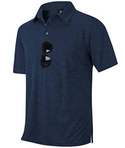 igeekwell Poloshirt Herren Marineblau Kurzarm Golf Shirts Sommer Polohemd Arbeit Tshirt Männer Leicht Golf Top mit Knopfleiste M von igeekwell