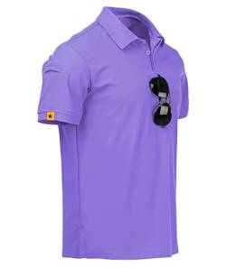 igeekwell Poloshirt mit Knopfleiste Herren Outdoor Atmungsaktiv Hemd Männer Sport T-Shirts mit Brillenhalter Männer Casual Polohemd Regular Fit(Lila-M) von igeekwell