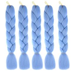 ihreesy 24 Zoll Jumbo Flechthaarverlängerung, Bunt Haarsträhnen Gehäkelte Haarverlängerungen Synthetische Hochtemperatur Verlängerung Synthetic Fiber Hair Extensions,Hellblau von ihreesy