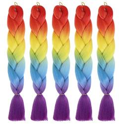 ihreesy 5 Stück Braid Extensions Haarverlängerung, Bunt Pferdeschwanz Perücken Highlight-Haarteile 24 Zoll Synthetische Flechthaarverlängerungen Braids Extensions für Crochet Twist Extensions,DY4 von ihreesy