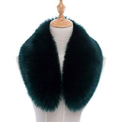 ihreesy Pelzkragen,Luxuriös Abnehmbarer Fauxpelzkragen Faux Fuchs Pelzkragen Pelzschal Wärm Kunstpelz Schal Flauschig Winterschal für Jacke Wintermantel Kapuze,Dunkelgrün 55CM von ihreesy