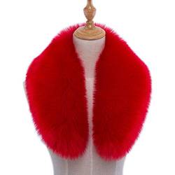 ihreesy Pelzkragen,Luxuriös Abnehmbarer Fauxpelzkragen Faux Fuchs Pelzkragen Pelzschal Wärm Kunstpelz Schal Flauschig Winterschal für Jacke Wintermantel Kapuze,Rosa 55CM von ihreesy