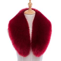 ihreesy Pelzkragen,Luxuriös Abnehmbarer Fauxpelzkragen Faux Fuchs Pelzkragen Pelzschal Wärm Kunstpelz Schal Flauschig Winterschal für Jacke Wintermantel Kapuze,Rosa 55CM von ihreesy