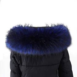 ihreesy Winter Kunstpelz Kragen,70CM Warm Pelzkragen Kapuze Kragen Elegante Pelzschal Wrap Weich Hals Wärmer Flauschig Kunstpelz Fellkragen für Party Hochzeit Bankett,Blau Schwarz von ihreesy