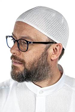 Türkische Muslimische Premium Stricken Kufi Hüte für Männer Taqiya Takke Peci Islamische Mützen Islamische Geschenke Standardgröße, Weiss/opulenter Garten, Einheitsgröße von ihvan online