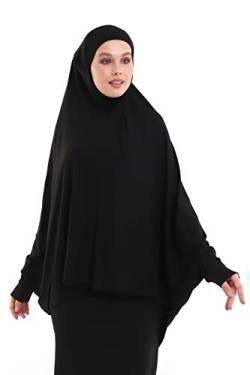 ihvan online, Frauen Muslim Hijab Cover, islamischer Khimar, lange Salah -Kleidung. Gebet Hijab für Frauen, Farbe: Schwarz von ihvan online
