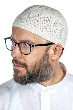 ihvan online Türkische muslimische Kufi-Hüte für Männer, Taqiya, Takke, Peci, islamische Mützen, Ramadan Eid islamische Geschenke, Standart Größe, Sahne von ihvan online