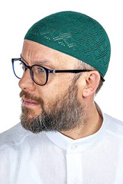 ihvan online Türkische muslimische Strick -Kufi -Hüte für Männer, Taqiya, Takke, Peci, islamische Mützen, islamische Geschenke, Standartgröße, hellgrün von ihvan online