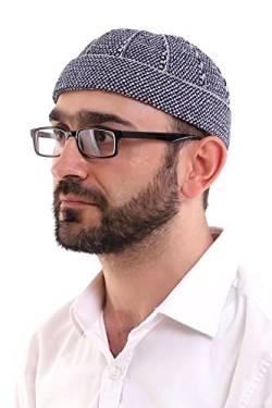 ihvan online Türkische muslimische Winterville-Roll-up-Kufi-Hüte für Männer, Taqiya, Takke, islamische Geschenke, Standartgröße, Marineblau/Stil 10 von ihvan online