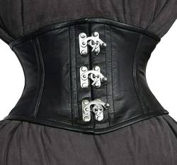 iiffii Korsett für Damen Taillenformer Strong Corset Weiche Verschlussleisten aus Edelstahl-Waist Trainer Aus Lammnappaleder (Schwarz, 40) von iiffii