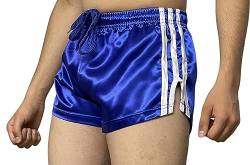 iiffii Nylon Satin Retro Short für Herren Hochleistungs-Thai-Boxshorts Glänzende Nylon-Active-Wear Stilen für Sportliche Nylon Shorts ultimativen Komfort und Stil (Blaue Small) von iiffii