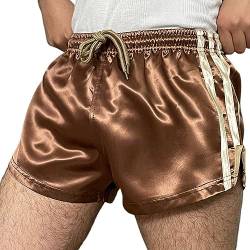 iiffii Nylon Satin Retro Short für Herren Hochleistungs-Thai-Boxshorts Glänzende Nylon-Active-Wear Stilen für Sportliche Nylon Shorts ultimativen Komfort und Stil (Braune 3XL) von iiffii