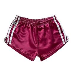 iiffii Nylon Satin Retro Short für Herren Hochleistungs-Thai-Boxshorts Glänzende Nylon-Active-Wear Stilen für Sportliche Nylon Shorts ultimativen Komfort und Stil (Magenta 3XL) von iiffii