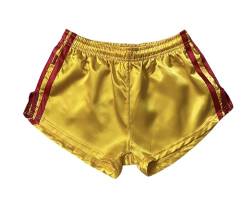 iiffii Nylon Satin Retro Short für Herren Hochleistungs-Thai-Boxshorts Glänzende Nylon-Active-Wear Stilen für Sportliche Nylon Shorts ultimativen Komfort und Stil (Yellow/Red Large) von iiffii