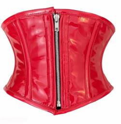 iiffii PVC Korsett für Damen Taillenformer Strong Reißverschluss Corset- Rot Waist Trainer (ROT Größe 36) von iiffii
