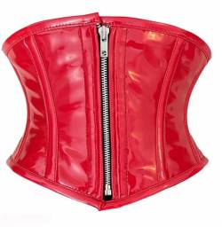 iiffii PVC Korsett für Damen Taillenformer Strong Reißverschluss Corset- Rot Waist Trainer (ROT Größe 40) von iiffii