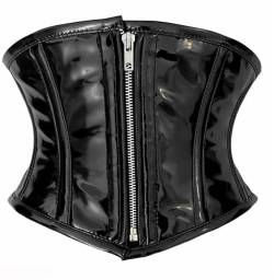 iiffii PVC Korsett für Damen Taillenformer Strong Reißverschluss Corset- Schwarz Waist Trainer Größe (40) Zoll (40, Schwarz), PVC-Korsett-001 von iiffii