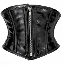 iiffii PVC Korsett für Damen Taillenformer Strong Reißverschluss Corset- Schwarz Waist Trainer Größe (48) Zoll (48, Schwarz), PVC-Korsett-001 von iiffii