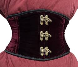 iiffii Samt Korsett für Damen Taillenformer Strong Corset Weiche Verschlussleisten aus Edelstahl- Waist Trainer Aus Weinrot Sam (as3, numeric, numeric_40, plus, regular) von iiffii