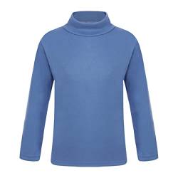 iiniim Baby Mädchen Jungen Langarmshirt Rollkragen Pullover Baumwolle T-Shirt Unterhemd Basic Tops Bluse Einfarbig E Blau 134-140 von iiniim