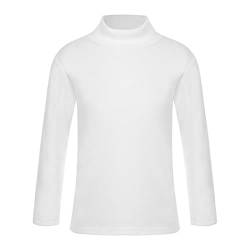 iiniim Baby Mädchen Jungen Langarmshirt Rollkragen Pullover Baumwolle T-Shirt Unterhemd Basic Tops Bluse Einfarbig E Weiß 158-164 von iiniim