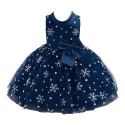 iiniim Baby Mädchen Prinzessin Kleid Blumenmädchenkleid Taufkleid Festlich Kleid Hochzeit Partykleid Festzug Babybekleidung Gr. 50-92 E Dunkel Blau 86-92 von iiniim