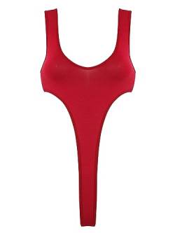 iiniim Damen Body Stringbody Einteiler Bikini Tankini Badeanzug Rückenfrei Bodysuit Overall Schwimmanzug B Rot Einheitsgröße von iiniim