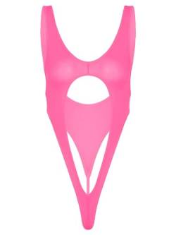 iiniim Damen Body Stringbody Einteiler Bikini Tankini Badeanzug Rückenfrei Bodysuit Overall Schwimmanzug D Rosa Einheitsgröße von iiniim