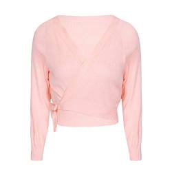 iiniim Damen Bolero Langarm Jäckchen Ballett Wickeljacke Tops Ballettjacke Tanz Gymnastik Sport Oberteil Dancewear A Rosa B S von iiniim