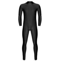 iiniim Herren Body Overall Catsuit Langarm Einteiler Ganzkörperanzug Jumpsuit Männer Unterhemd Unterwäsche M-2XL A Schwarz M von iiniim