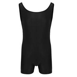 iiniim Herren Body Overall Elastisches Unterhemd Boxershorts Unterwäsche Bodysuit Gymnastikanzug Sportwear M-XL Schwarz L von iiniim